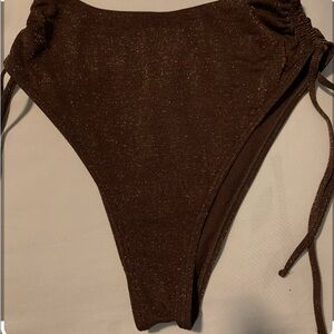 Cinch Tie High-Waist High-Leg shimmer Cheeky Bottom XS